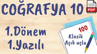 Coğrafya 10 Sınıf 1 Dönem 1 Yazılı Soruları PDF açık uçlu  klasik 2024 2025 [upl. by Frasier]