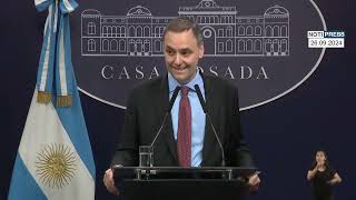 Conferencia de prensa de Manuel Adorni del 26 de septiembre de 2024 [upl. by Onilatac]