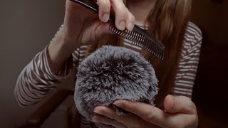 ASMR Fluffy Mic Brushing Scalp Check No Talking Brown Noise [upl. by Anyek]