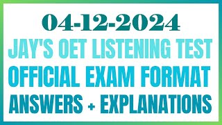 OET LISTENING TEST 04122024 oet oetexam oetnursing oetlisteningtest [upl. by Solokin]