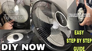 How to repair stand fan or table fan fan wont Spin or Rotate Step by Step instructions [upl. by Refinnej]