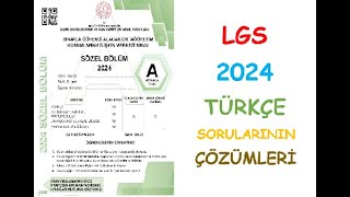 2024 LGS TÜRKÇE SORULARININ ÇÖZÜMLERİ [upl. by Rosa]