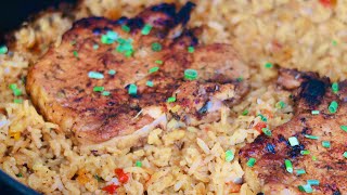 One Pan Oven Baked Pork Chops And Rice [upl. by Lashonde]