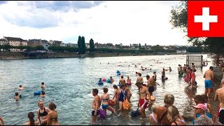 Schweiz Basel  Rhein schwimmen nach Feierabend [upl. by Novert]