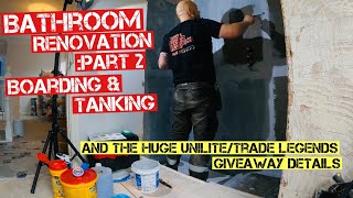 FULL BATHROOM RENOVATION Part 2  Boarding amp Tanking the shower area [upl. by Lucchesi447]