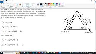 CALCULATION OF TENSION AND ACCELERATION ON CONNECTED MASSES OVER INCLINED PLANE WITHOUT FRICTION [upl. by Revkah]