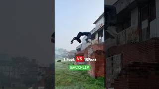 1Foot VS 15Foots BACKFLIP😨 parkour backflip flip [upl. by Juliane]