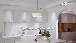 VONLUCE 4Light Drum Chandelier  Adjustable amp Stylish Pendant Light [upl. by Niabi]