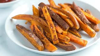 Easy Sweet Potato Fries Recipe  How to Make Baked Sweet Potato Fries [upl. by Yemar]