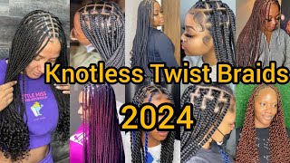 Elegant Knotless Twist Braids Hairstyles for Black Women  Twist Braids  Knotless Box Braids [upl. by Ramin]