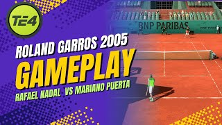 Tennis Elbow 4  Roland Garros 2005  Rafael Nadal VS Mariano Puerta  Master 1 Level  Gameplay [upl. by Pallaton]