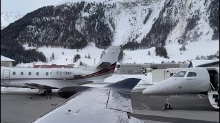 Exclusive Journey Private Jet Takeoff from St Moritz Engadin airport to Zurich [upl. by Nahsed]