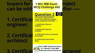 1 Min IBBI Exam MCQ Challenge42  IBBI Valuation Exam Full Syllabus  IBBI Cracker [upl. by Yemaj]