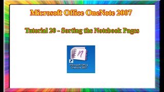 Microsoft OneNote 2007  how to sort the notebooks pages in onenote [upl. by Amalea]