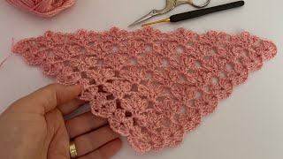 VERY BEAUTİFUL 💯😍 Easy Crochet Triangle Shawl Pattern  Knitting Shawl Patterns  SUBTITLES [upl. by Sebastian]