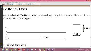 Modal Analysis of Cantilever BeamFEA Analysis using Ansys 2021 R1VTU Belagavi [upl. by Huberto908]