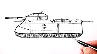 How to draw a Tank easy Ratte Landkreuzer P 1000 [upl. by Madoc]