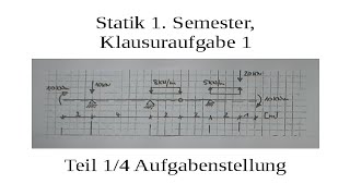 Statikklausuraufgabe Zweifeldträger mit Kragarm und Gelenk 14 [upl. by Giacopo53]