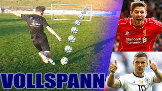 Schusstechnik Tutorial Vollspann  Schusstechnik wie Lukas Podolski oder Steven Gerrard ⚽️ [upl. by Secilu]