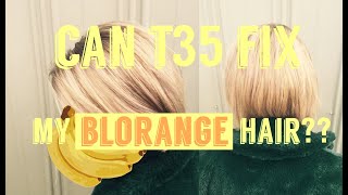 CAN WELLA T35 TONER MAKE MY YELLOWORANGE HAIR BLONDE [upl. by Yelrah]