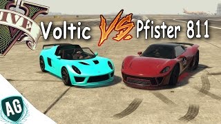 GTA V Online  Teste de velocidade  Pfister 811 Vs Voltic  Os carros HÍBRIDOS [upl. by Einwahr]