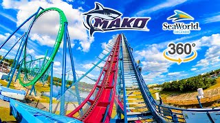 VR 360 Mako Roller Coaster On Ride Front Seat POV SeaWorld Orlando 2023 10 30 [upl. by Leigha]