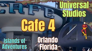 Cafe 4 Universal Studios Orlando Islands of Adventure Casual Dining Restaurant Food Review cafe4 [upl. by Yrtnej268]