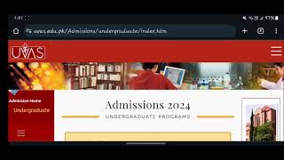 UVAS  ADMISSIONS 2024  Fall 2024 [upl. by Ganny598]