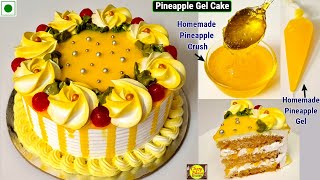 Easy Pineapple Cake  कुकर में बनाएं बेकरी स्टाइल पाइनएप्पल केक Pineapple Crush amp Gel recipe के साथ [upl. by Lashoh]