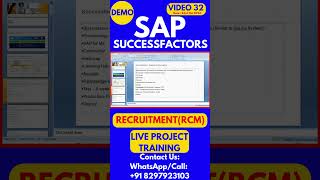 SAP SuccessFactors RCM Training Video 32 23rd Oct 2024 sapsuccessfactorstraining [upl. by Annodas]