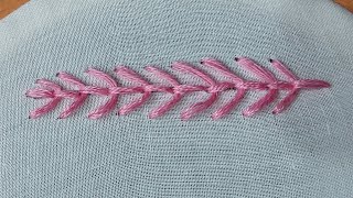 Very easy fishbone stitch handwork embroidery crochet [upl. by Coffeng477]