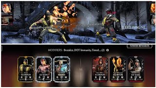 shirai ryu tower fatal 100 reward klassic scorpion vs mk11 scorpion mk mobile [upl. by Medwin]