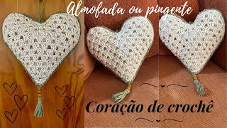 Coração de crochê  Almofada ou pingente  crochepassoapasso [upl. by Pyotr668]