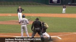 Anthony Rendon 03052010 Houston College Classic  At Bat Multiple Angles [upl. by Collyer]