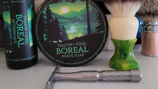 Wetshaving Tallow  Steel  Boreal  Blackland Vector  Yaqi shaving brush [upl. by Nayek]