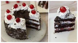 Black Forest Cake Recipe In Kadai  No Egg No Curd No Oven Bakery style Eggless Black Forest Cake [upl. by Hayikat692]