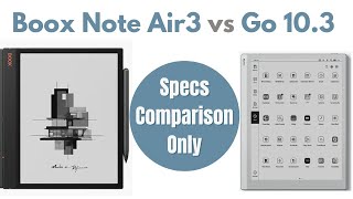 Boox Go 103 vs Note Air 3 Specs Comparison Only [upl. by Nilat]