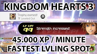 Kingdom Hearts 3 Fastest Leveling Spot 45000 XP per minute [upl. by Lekkim]