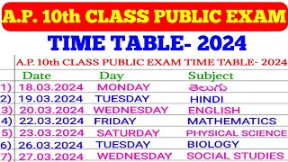 AP 10th Class Public Exam Time Table 2024  full details of AP 10th class time table  10th class [upl. by Jean-Claude]