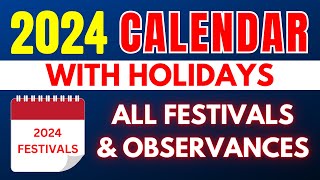 2024 Calendar With Holidays Festivals Events Observances  List of All USA Holidays in 2024 [upl. by Adnertal905]