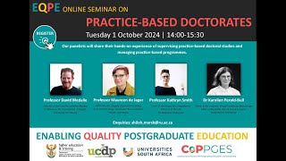 EQPE Online Seminar on PracticeBased Doctorates [upl. by Older]