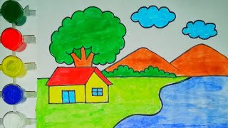 Scenery Drawing for Kids  Baby Drawing  How to draw [upl. by Nolasba]