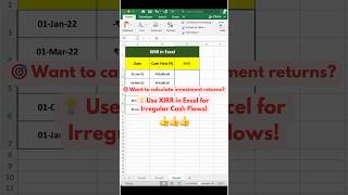 Excel Function Calculate Investment Returns using XIRR in Microsoft Excel✌️ excel excelshorts [upl. by Atima]