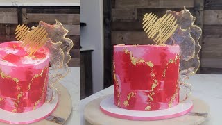 Pretty Little Layered Tricolor Pink Buttercream Cake  Isomalt  Cake Decorating Tutorial [upl. by Nawiat]