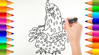 Cómo dibujar La Gallina Pintadita  Bataraza de la Granja de Zenón  Dibujos para niños [upl. by Karel445]