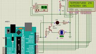 ISIS Proteus Control de Temperatura P2 Simulador de Arduino con sensor DHT11 y Display LCD 1602A [upl. by Bryant416]