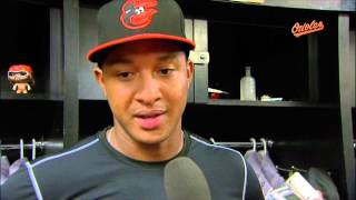 Jonathan Schoop chats after his huge home run in the Os 85 win [upl. by Ahsiemac308]