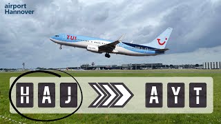 TUIfly takeoff from Hannover airport HAJ  Boeing 737800 [upl. by Nirot]