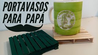 Regalo para papá  DIY  Portavasos con palitos de paleta 🍭  Pallet coaster [upl. by Merrily220]