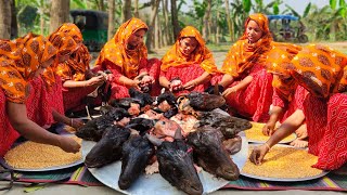 Mutton Head Meat amp Daal Mixed Haleem Recipe  Goat Head Gravy Cooking For Whole Village People [upl. by Munson]